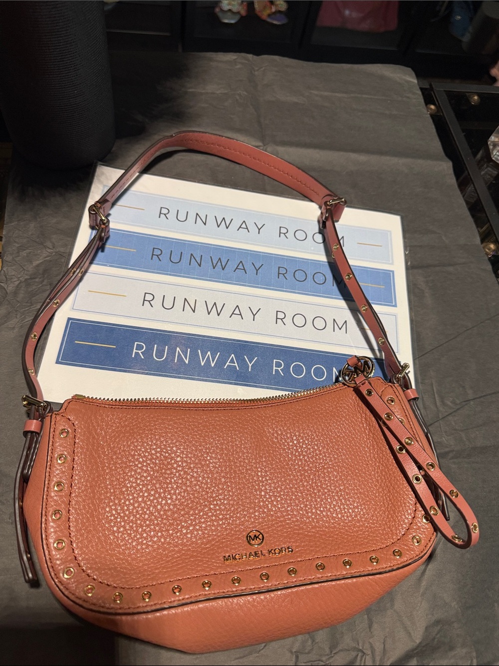 Michael Kors Dusty Rose Leather Studded Shoulder Bag